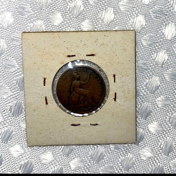 1845 Great Britain Farthing - Copper 1/2 penny - Victoria Dei Gratia. - Picture 2 of 2